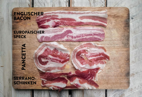Wichtigste Unterschiede zwischen Bacon, Pancetta, Prosciutto und Jamon